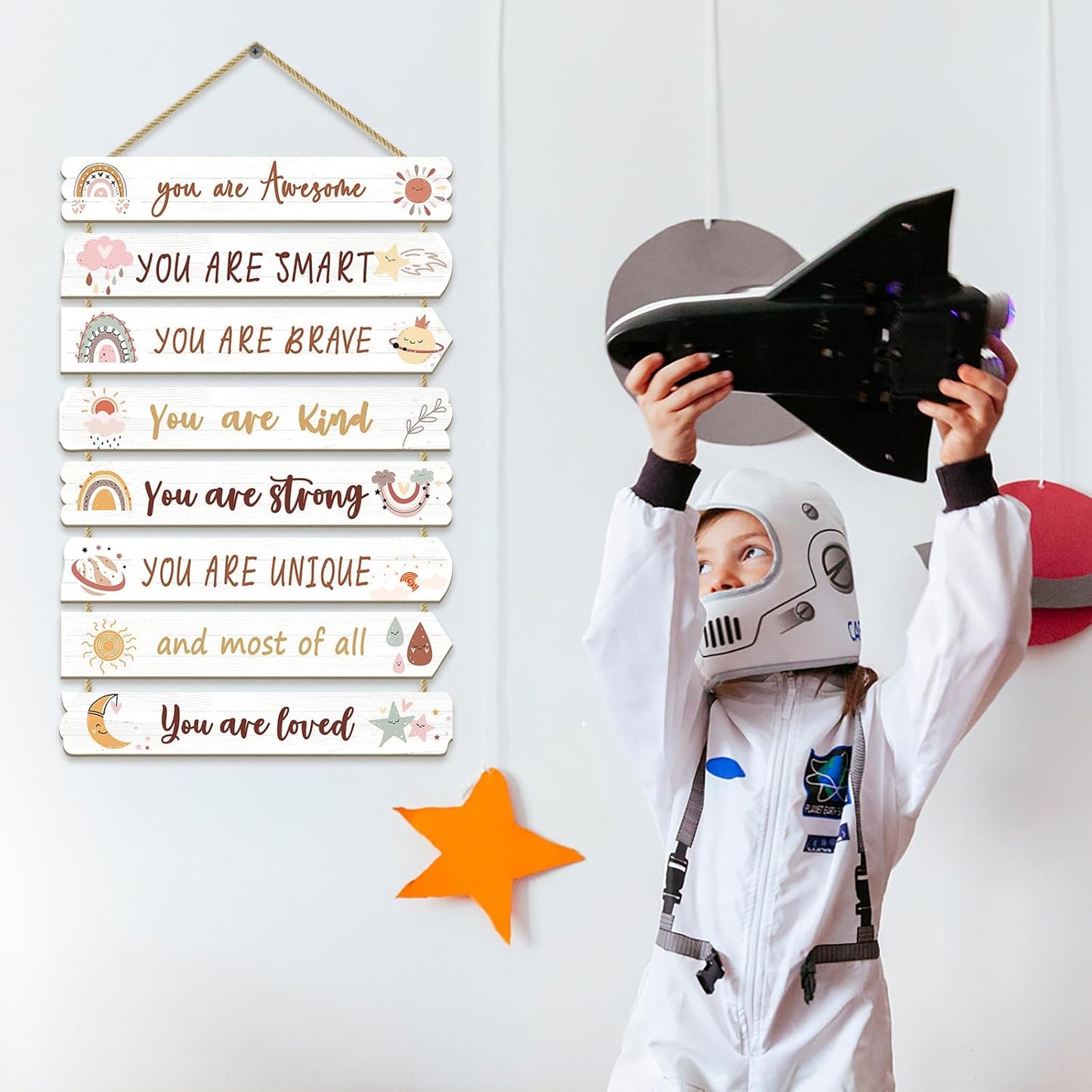 Girls Room Decor Wall Hanging Boho rainbow Room Decor for Girls Bedroom Inspirational Wall Art Rainbow Little Girl Toddler Room Wood Sign Nursery Room Decor (boho)