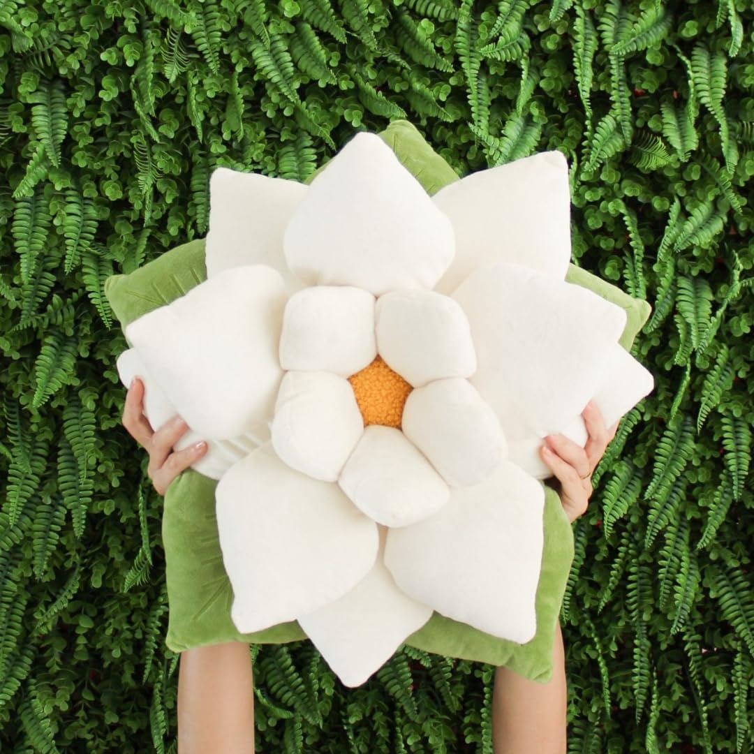 Green Philosophy Co. Poinsettia Pillow - Marshmallow White