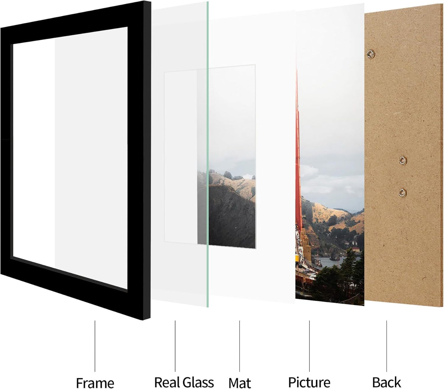 iRahmen 9x12 Picture Frame Set of 2, Black Wood Photo Frame with Tempered Glass, Display Pictures 6x8 with Mat or 9 x 12 without Mat for Tabletop and Wall Mounting