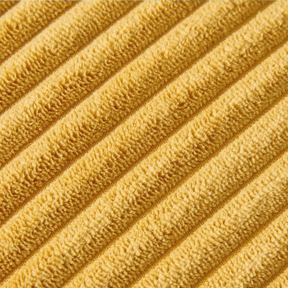 Fancy Homi 22x22 Pillow Covers, 2 Packs Mustard Yellow Throw Pillow Covers with Pom-poms, Super Soft Corduroy Square Solid Cushion Cover for Couch Sofa Bedroom Living Room 55x55 cm