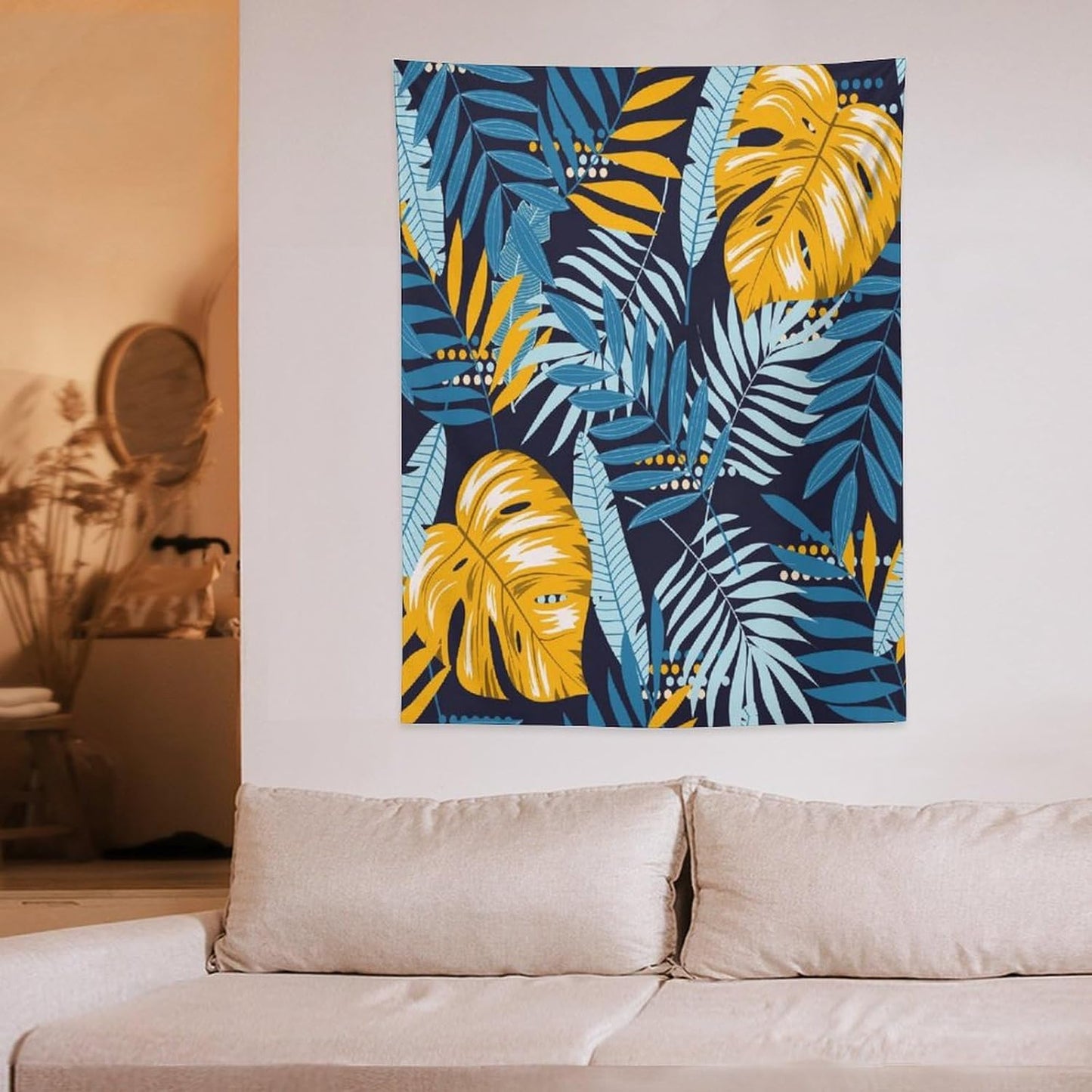 ICMOLYYENLO Palm Leaf Tapestry Wall Hanging, Tropical Leaves Plant Jungle Green Hawaiian Art Home Decor for Guest Bedroom Living Room Dormitory 40x60 Inch