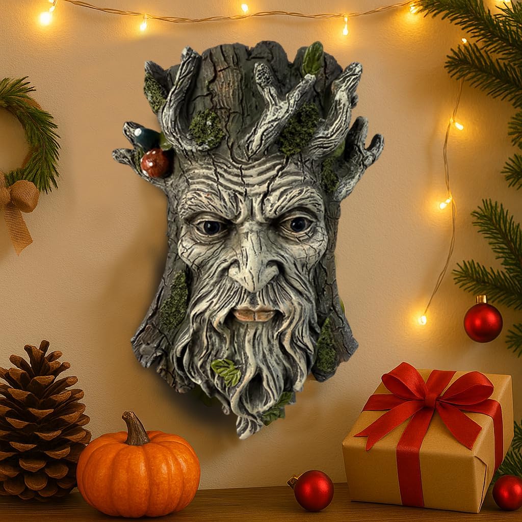 Blue Eye Mushroom Tree Face Sculpture, Funny Blue Eye Mushroom Old Man Tree Hugger Statue, Indoor & Outdoor Creative Props for Garden and Home