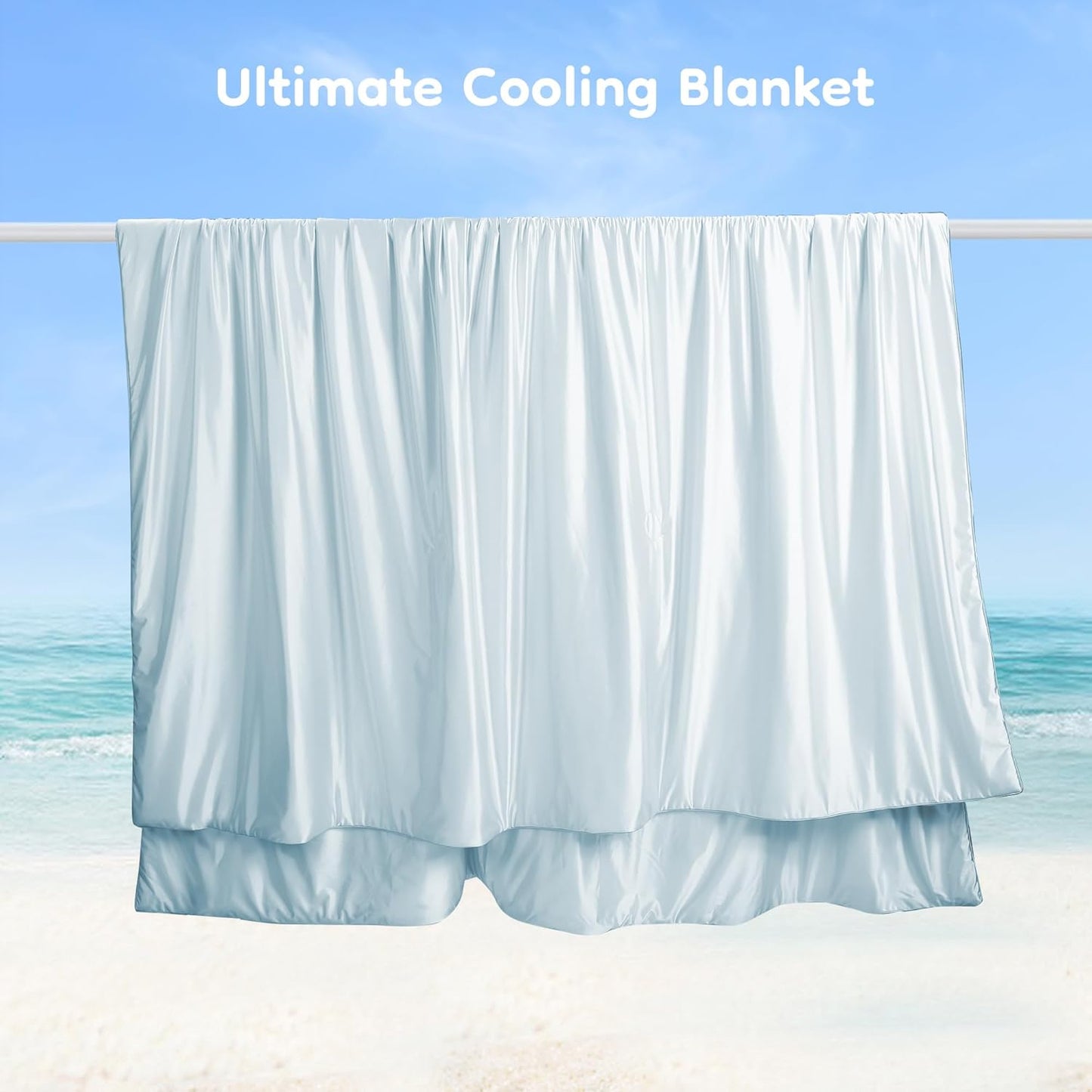 Cooling Blanket Twin Summer Comforter for Hot Sleepers, Silky-Soft & Cool Fiber, Double-Sided Cold Blanket for Night Sweats, Single Size All-Season Comfort, 60" x 80", Light Blue