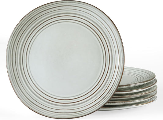 famiware Dinner Plates, 8 Inch Small Plate Set for 6, Dessert Appetizer Speckled Hand-made Ceramic Salad Plates, Microwave & Dishwasher Safe, Scratch Resistant, Twilight Series, Ashy Blue