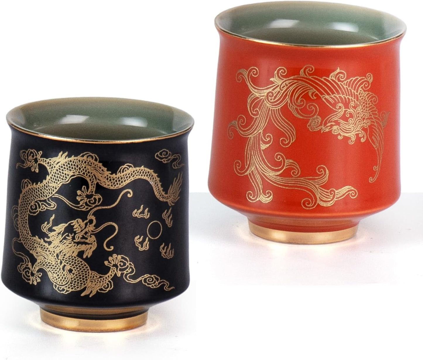 KAMMAK Ceramic Tea Cups Small, Cute Vintage Coffee Cup Set of 2, Porcelain Teacups Espresso Mug, 2.6oz Hand Painted Chinese Afternoon Tea Party Mugs, Birthday Gift for Women Men, Spring Beauty