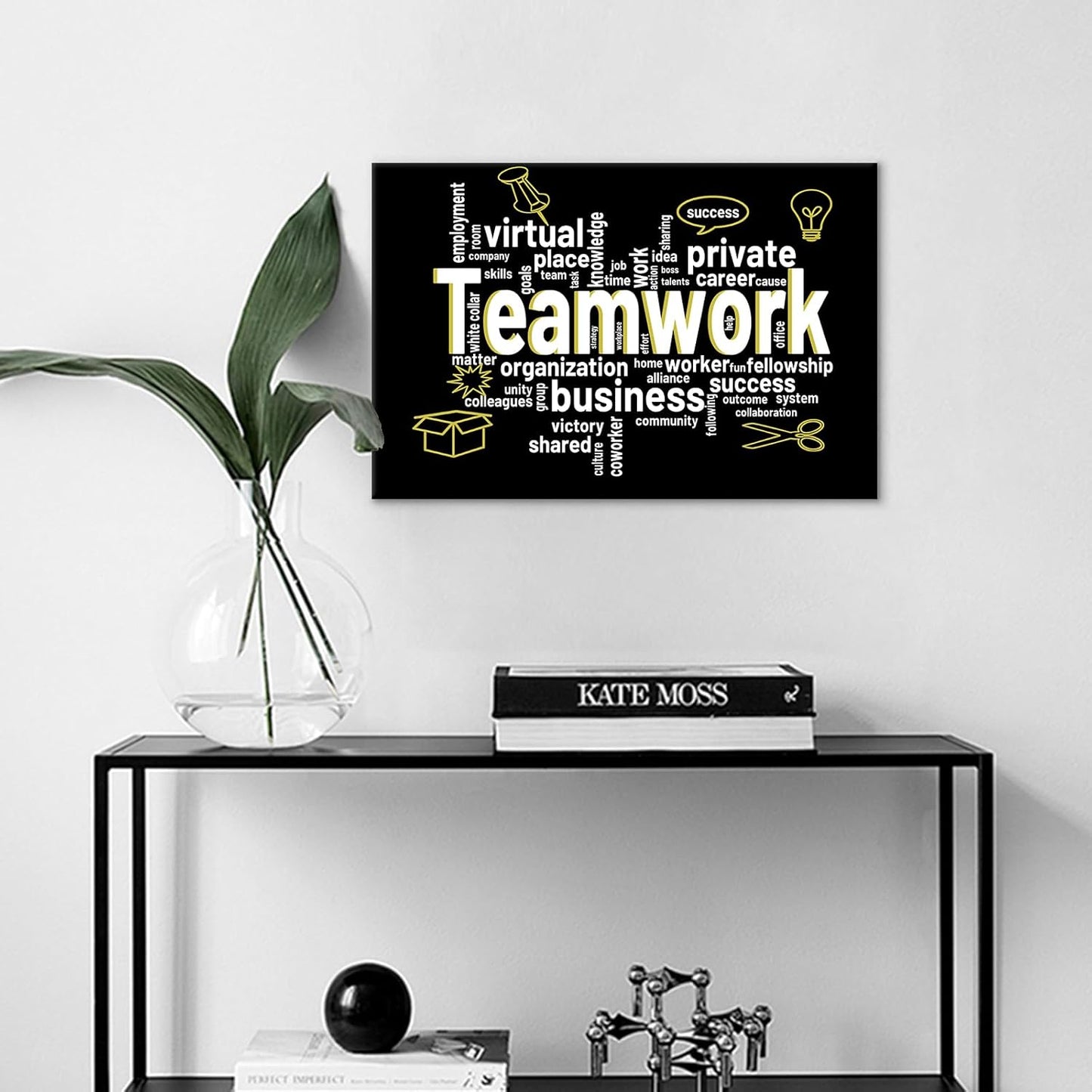 Inspirational Canvas Wall Art Teamwork Motivational Entrepreneur Quotes Poster Print Inspiring Picture Painting Wall Decor Artwork for Modern Home Bedroom Bathroom Office Ready to Hang [18''Wx12''H]