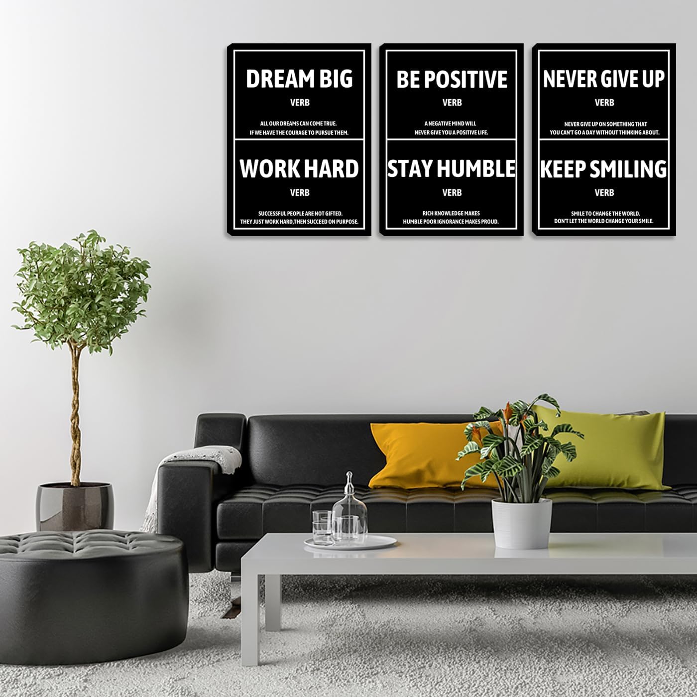 Large Canvas Wall Art Inspirational Positive Wall Art Motivational Black Quotes Poster Prints Pictures Painting for Living Room Bedroom Home Decor Office Framed Artwork Ready to Hang(72" Wx36 H)