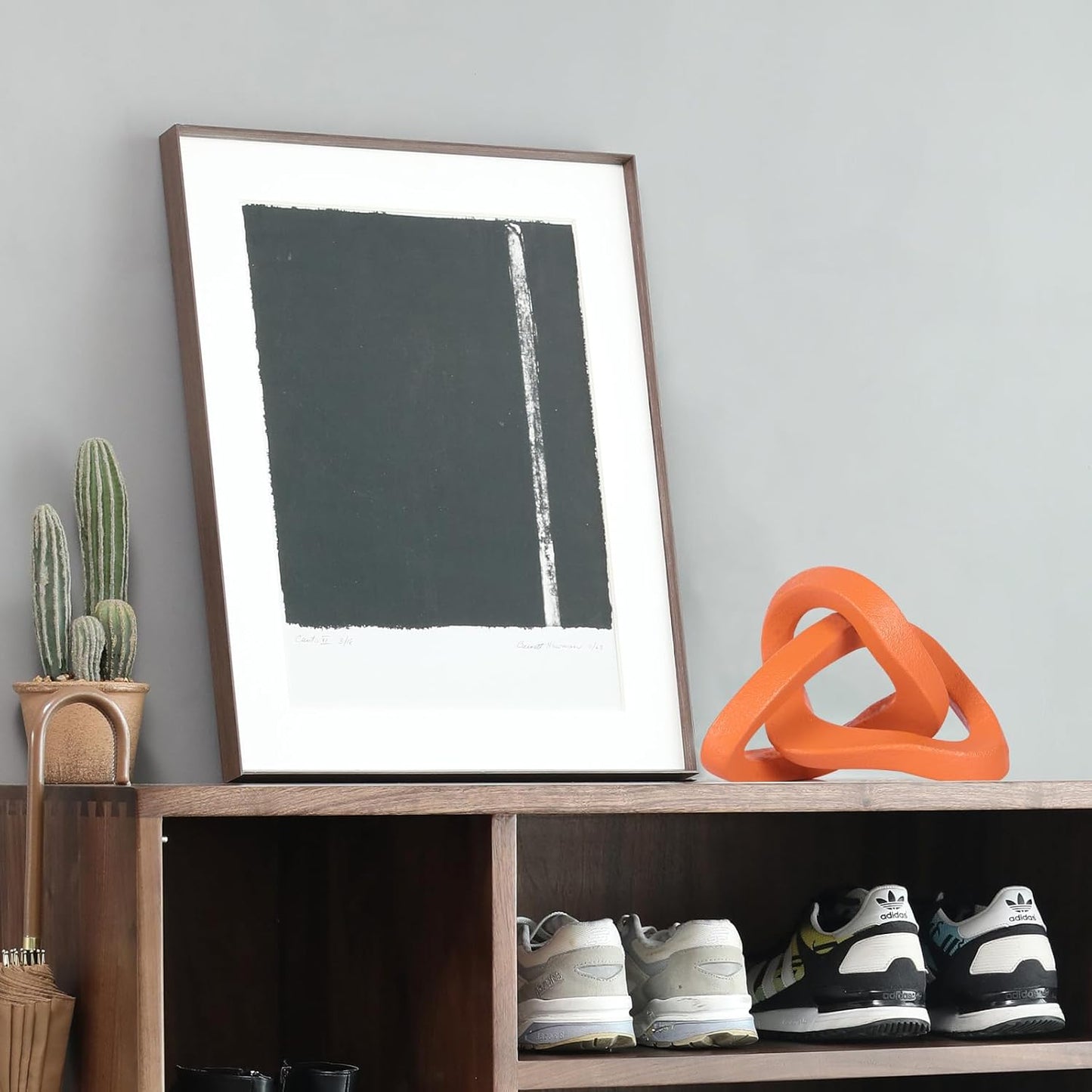 Infinity Knot Sculpture Orange Knot Decor Object, Abstract Knick Knacks Coffee Table Modern Statue, Orange Sculpture for Home Living Room Table Ornaments and TV Stand Bookshelf Decorative