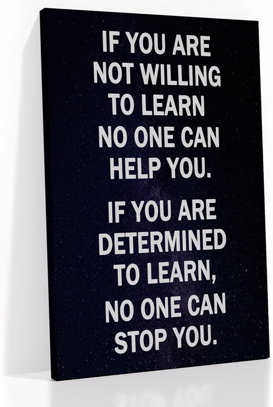 Inspirational Canvas Wall Art Determined to Learn Motivational Entrepreneur Quotes Painting Print Poster Positive Artwork for Modern Home Bedroom Study Wall Decor Picture Ready to Hang [12''W x 18''H]