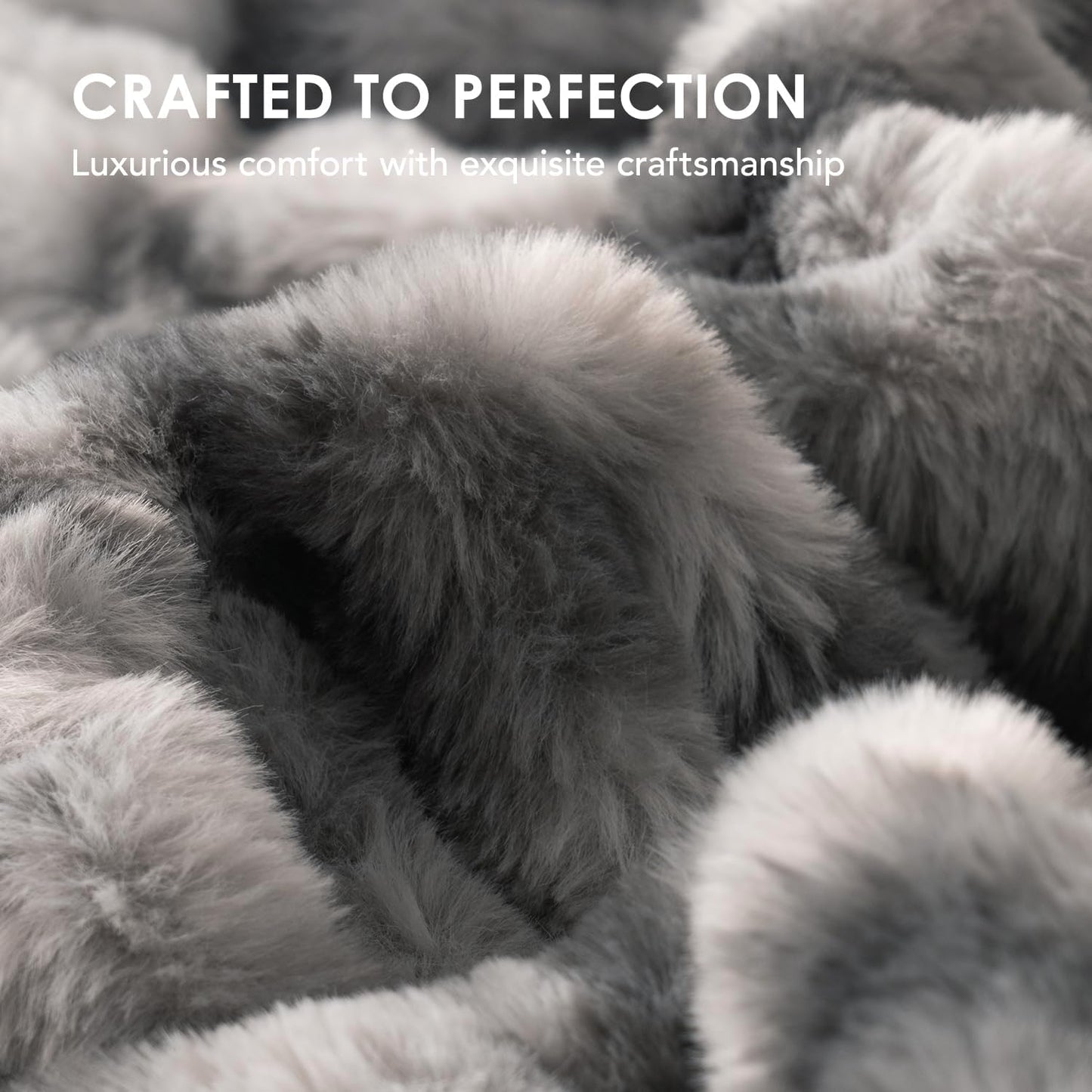 EVERGRACE Luxurious Soft Faux Fur Throw Blanket, Cozy Fuzzy Plush Warm Throws for Couch Bed Sofa Chair Home Decor, Ruched Bubble Fluffy Blanket with Reversible Velvet, 50" x 60", Gray