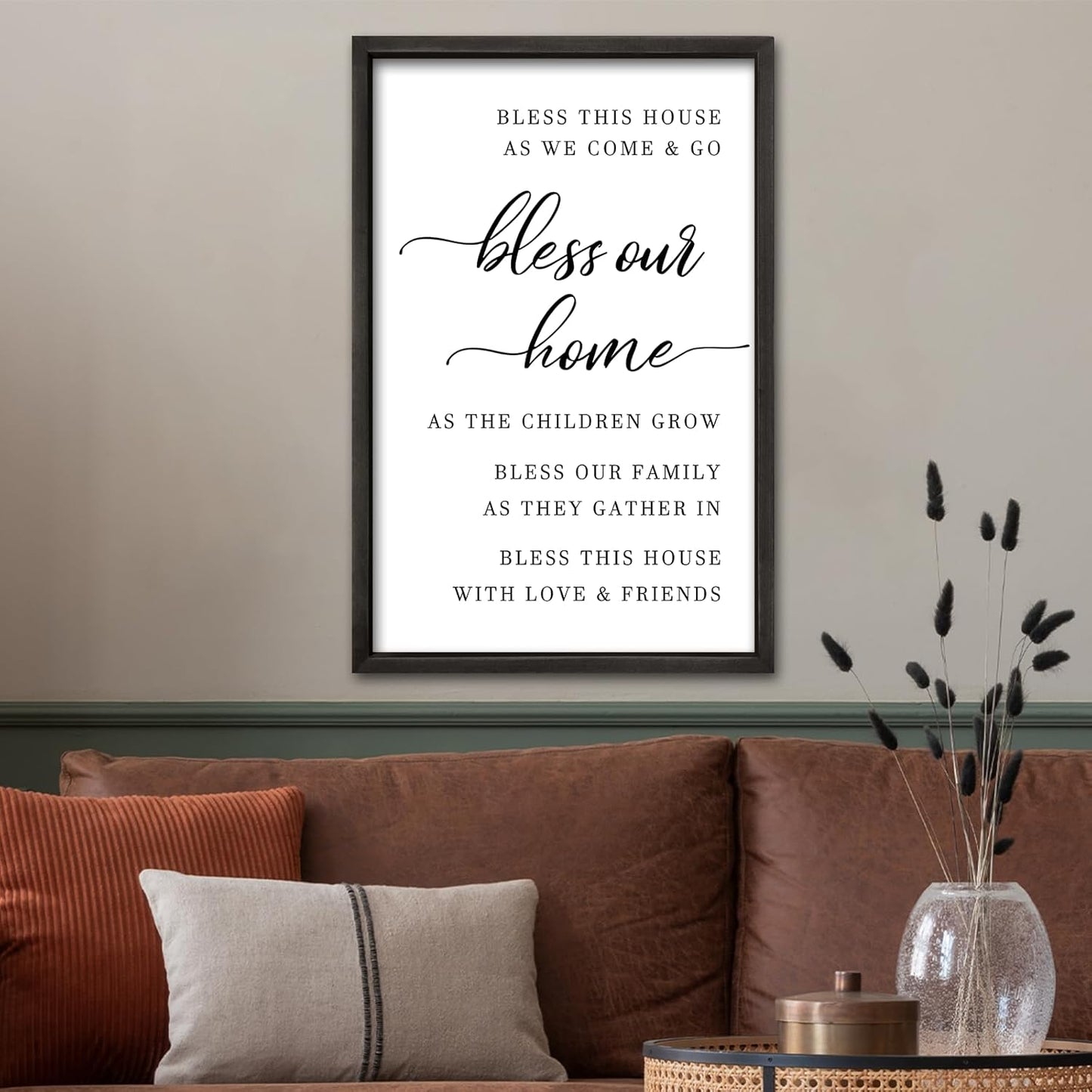 comurdyo Bless This Home Wall Decor 16"×11" Modern Rustic Farmhouse Inspirational Blessing Sweet Family Quote Scripture Sign For Living Room Bedroom House Wall Art Hanging (Black)