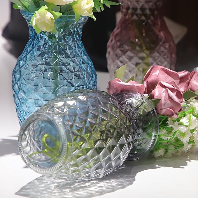 Vase for Flowers Small Glass Vases for Home Decor Table Centerpieces Living Room Bedroom Bookshelf Kitchen Modern Office Wedding Decoration Vintage Flower Vases Grey White