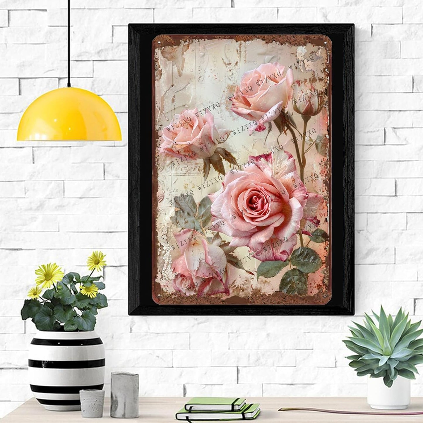 Metal Signs Rose Flower Vintage Metal Tin Sign for Home Office Kitchen Bar Cafe Garden Wall Decor 12x8 Inch