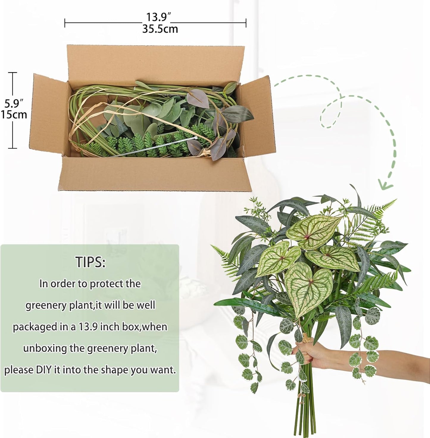 DILATATA Artificial Greenery Stems Box Set, 5 Kinds Mixed Eucalyptus Leaves Trailing Vine Plant Monstera Leaf Faux Plants for DIY Bouquets Wedding Floral Arrangements Table Centerpieces Vase Decor
