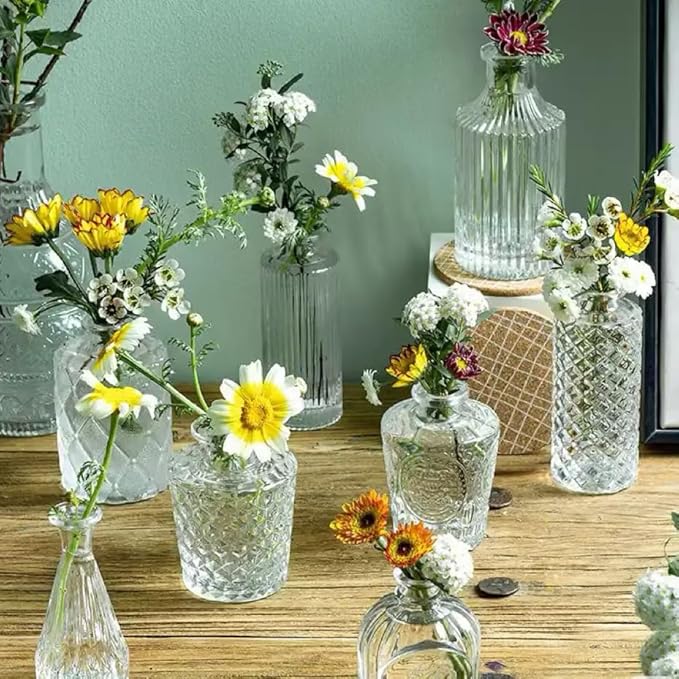 40Pcs Glass Bud Vase Set,Small Flower Vase for Tables Centerpieces Decor, Mini Vintage Clear Vase for Home,Wedding,Party Decorations（40 Pcs，Clear）