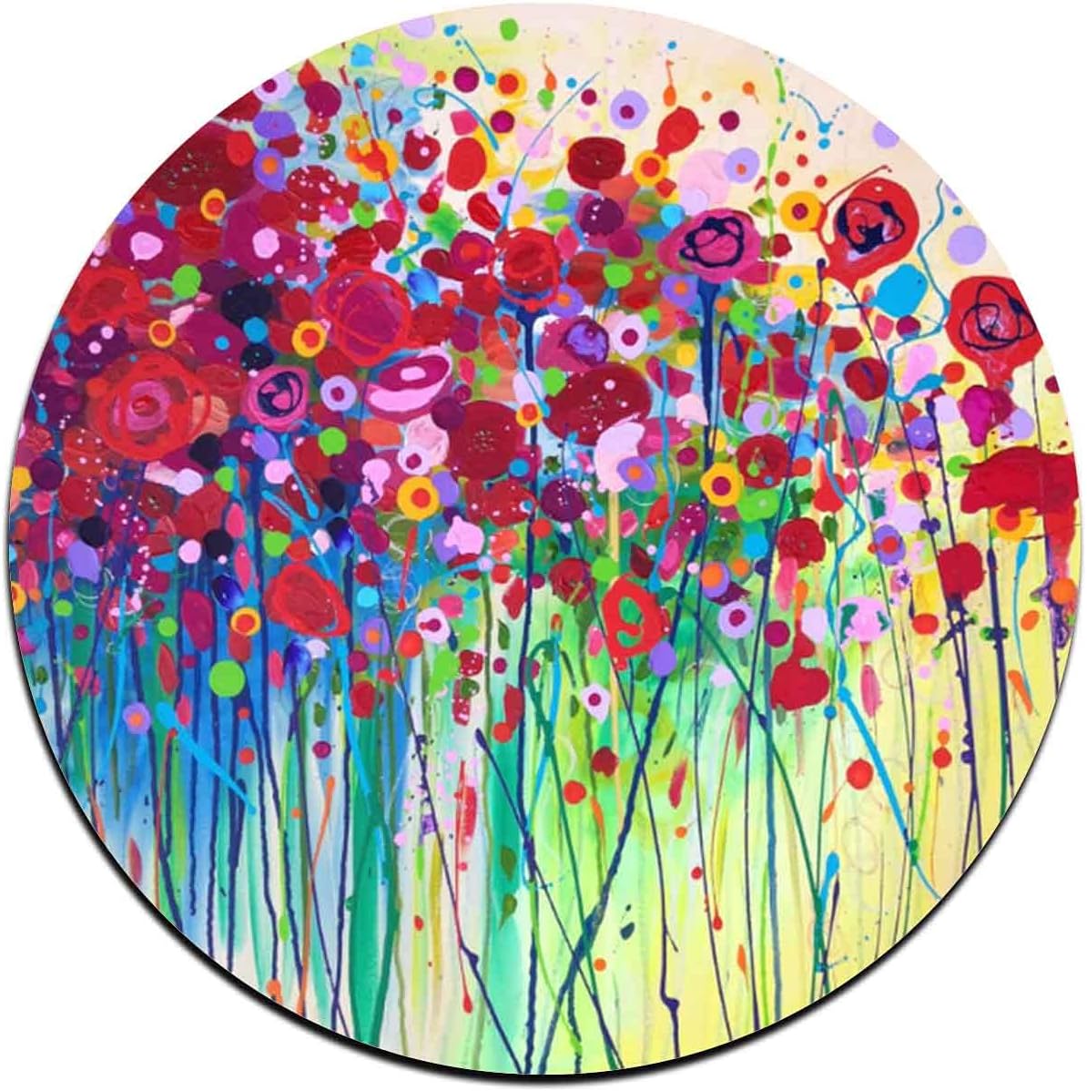 Colorful Watercolor Flowers Round Coaster Set - Made of Recycled Rubber - Set of 4