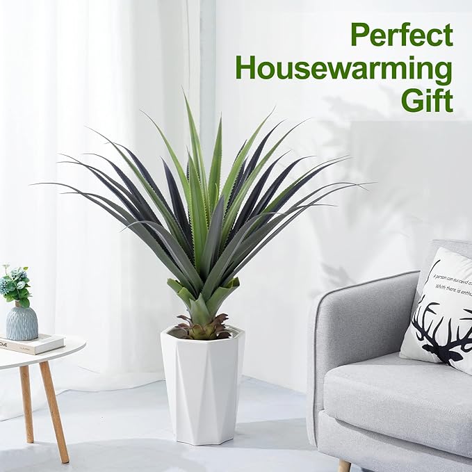 3ft Artificial Spiked Agave Plant, 36" Faux Agave Plants Indoor Small Floor Plant Perfect for Front Porch, Patio, Indoor Outdoor Home, Office Decor 1pcs
