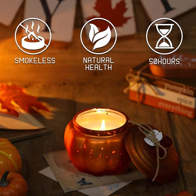 2025 Cinnamon Pumpkin Candle, Pumpkin Fall Candle, Thanksgiving Fall Table Centerpiece, Farmhouse Pumpkins Shaped Candles for Harvest Time Home Decor, 12oz