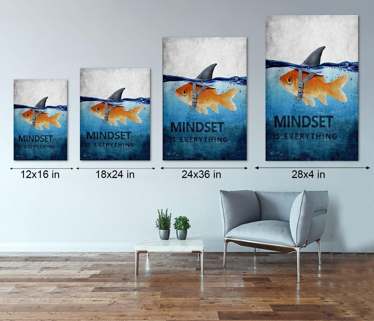 Mindset is Everything Motivational Canvas Office Wall Art Inspirational Entrepreneur Quotes Poster Print Artwork Painting Wall Picture for Living Room Bedroom Office Framed Ready to Hang-12 Wx16 H