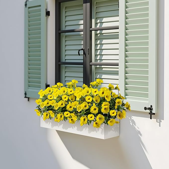 UV Resistant Artificial Petunias 4PCS Fake Flowers 13.3In Artificial Flowers for Outdoors Silk Flowers Fake Hanging Basket Plants Suitable for Outdoor Porch Decoration Patio Decor (Yellow)