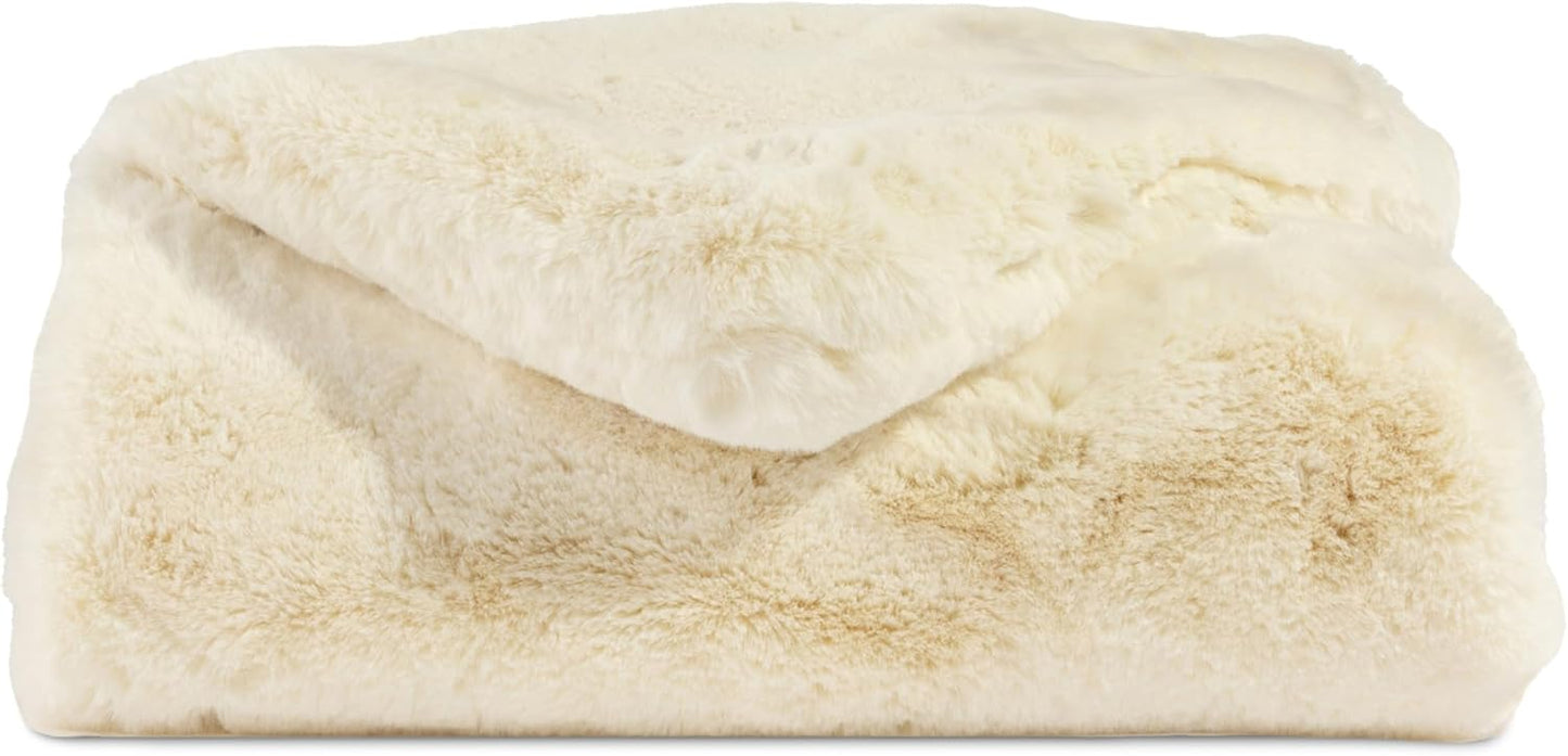 Cozy Earth Cuddle Blanket - Faux Fur Ultra-Soft Luxury Throw Blanket - Thick & Cozy Oversized Design for Lounging or Sharing - Machine Washable - Oversize Throw 80" x 60" Crème