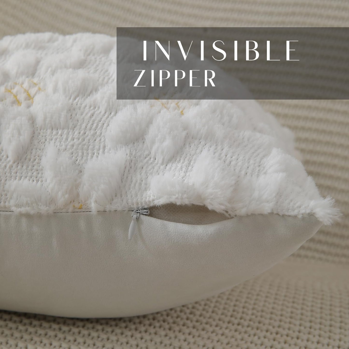 DFXSZ Spring Summer Pillow Covers 18x18 inch Set of 2 Farmhouse Decor Yellow Color Flower Heart Sunflower Soft Plush Faux Fur Jacquard Throw Pillows for Sofa Holiday Spring Home Decor PTK024C18