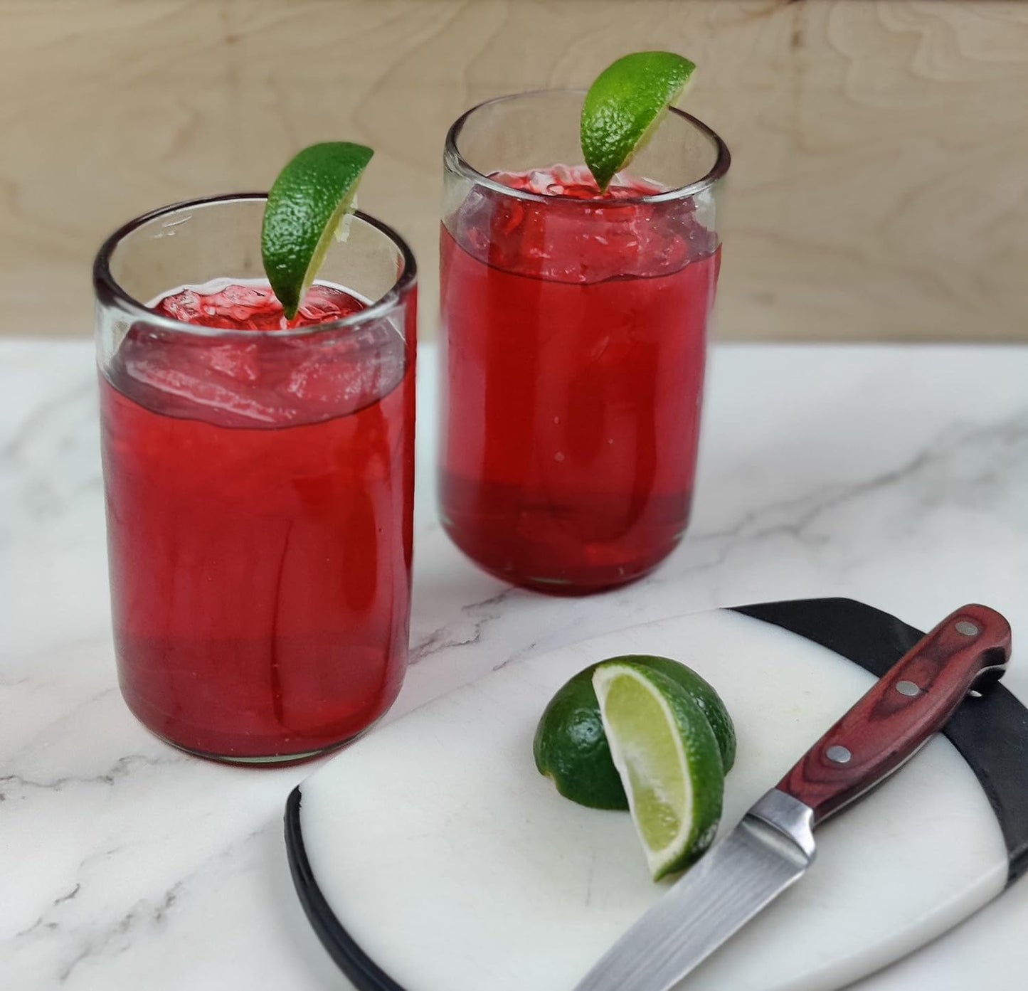 Dos Sueños Hand Blown Mexican Drinking Glasses – Set of 6 Natural Clear Glasses (14 oz each)