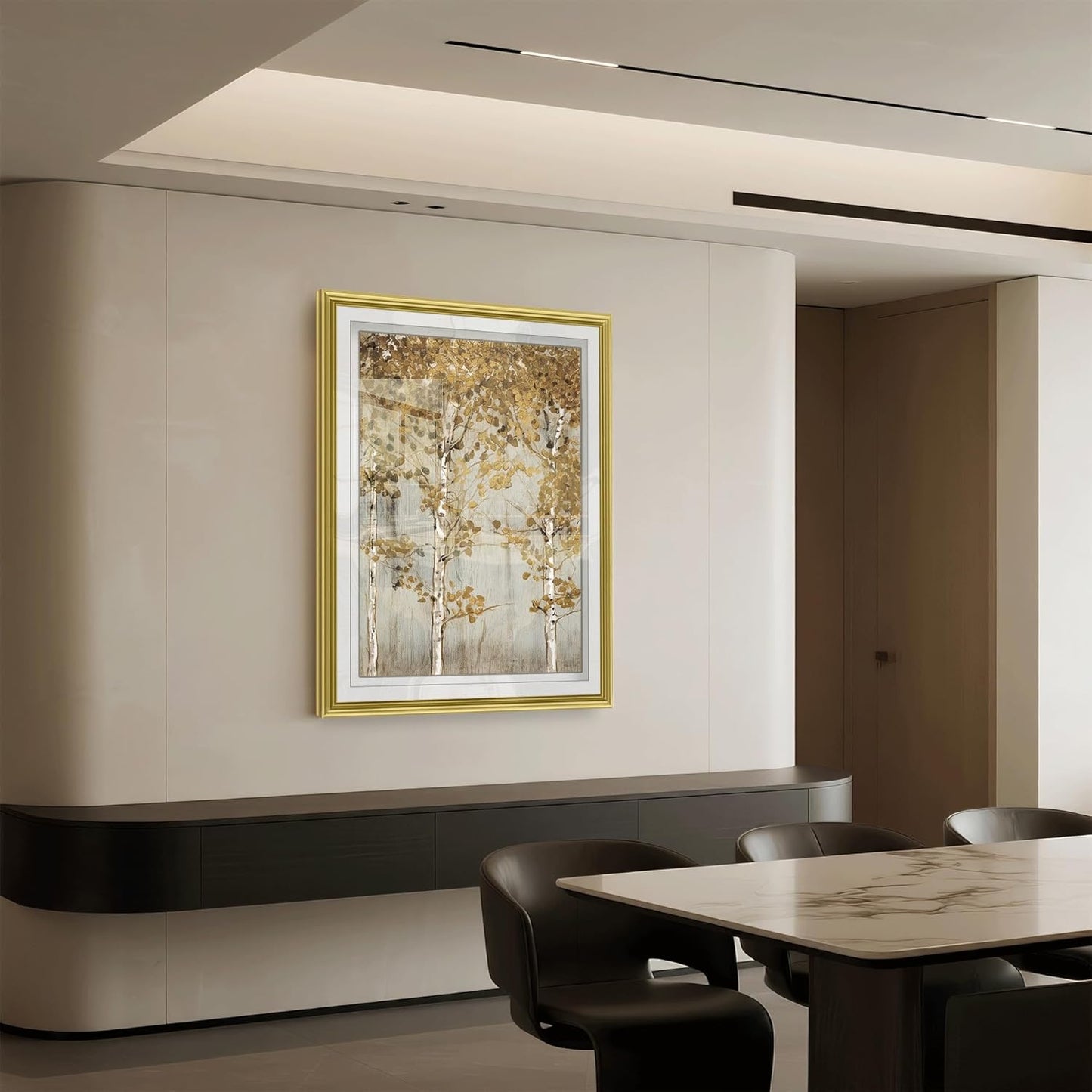 crmotu Birch Tree Wall Art, Forest Wall Art, Large Wall Decor, Autumn Woodland Framed Prints, Rustic Landscape Canvas Painting, Picture Wall Decor Living Room, Bedroom Kitchen Office Art 31X43 Inch