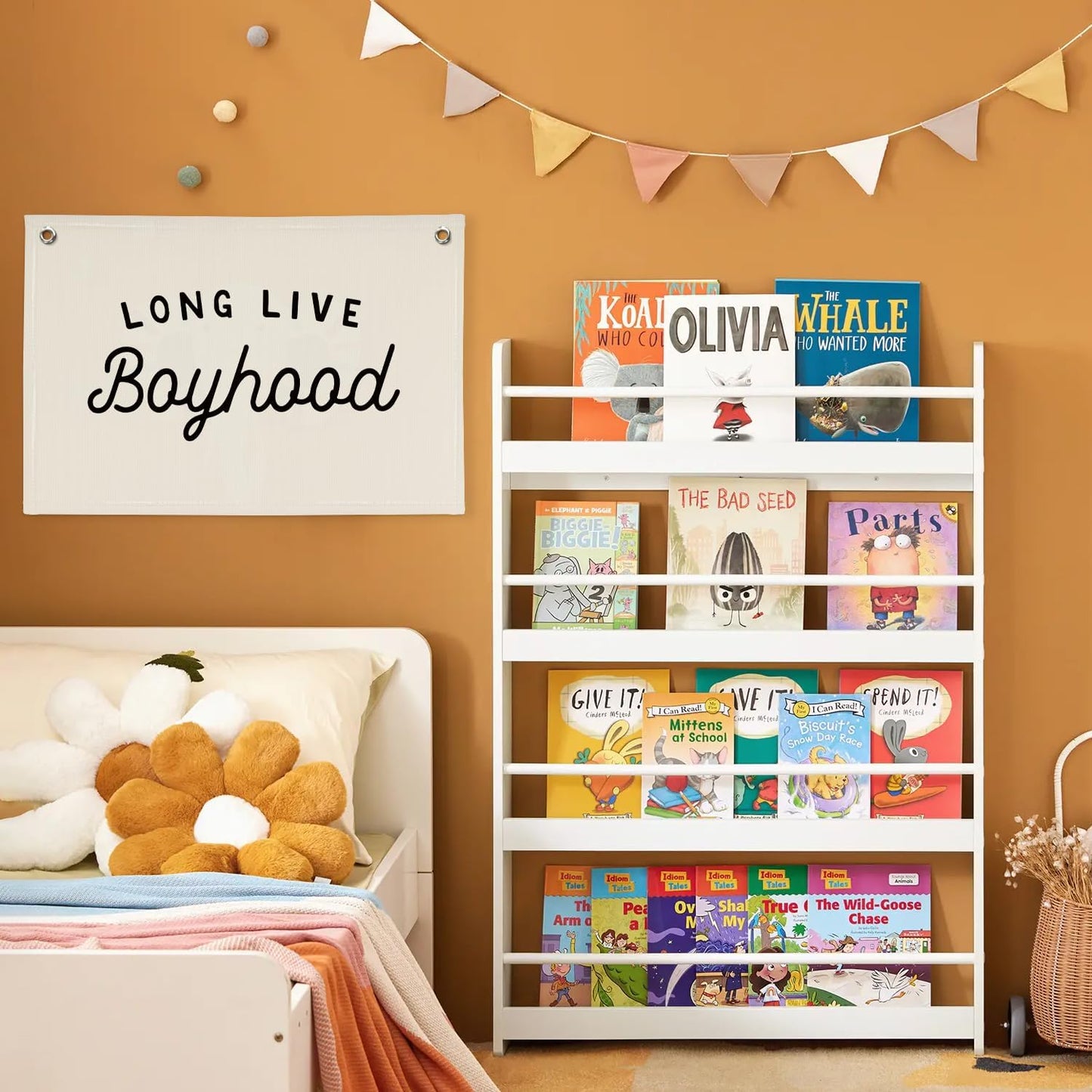 Long Live Boyhood Banner Boy Room Decor,Playroom Decor Nursery Wall Decor for Boys Bedroom Living Room, Baby Shower Gifts, kid's banners Wall Hanging Flag Linen Banner 30x20(off-white)