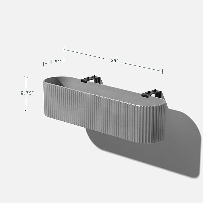 Veradek Demi Series Railing Planter - Hanging Planter Box for Windowsill/Balcony | Plastic-Stone Composite w/Railing Bracket | Modern Décor for Flowers