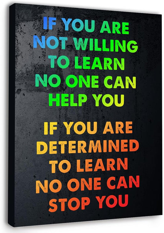 Gwisml If You Are Not Willing To Learn Wall Decor,Inspirational Quotes Canvas Frame Paintings For Office Home Workplace Wall Art Decor