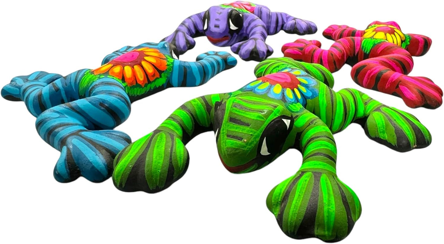 Generic Talavera Frog Guerrero (4) Sculpture Mexican Pottery Folk Art Multicolor Home Decor Handmade Hand Painted Indoor Outdoor Garden 6"" (Multicolor 3)