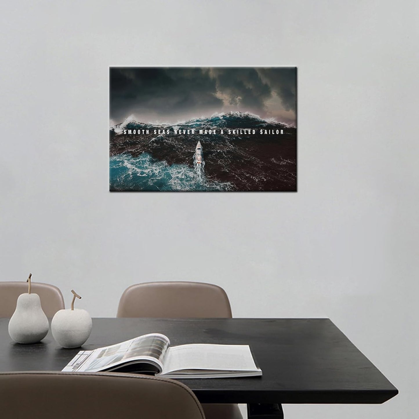 GoForArt Inspirational Canvas Wall Art, Famous Quote Prints Motivational Wall Decor, Boat Sea Poster for Office Living Room, Ocean Bedroom Dining Room Artwork Home Decoration 12x18in