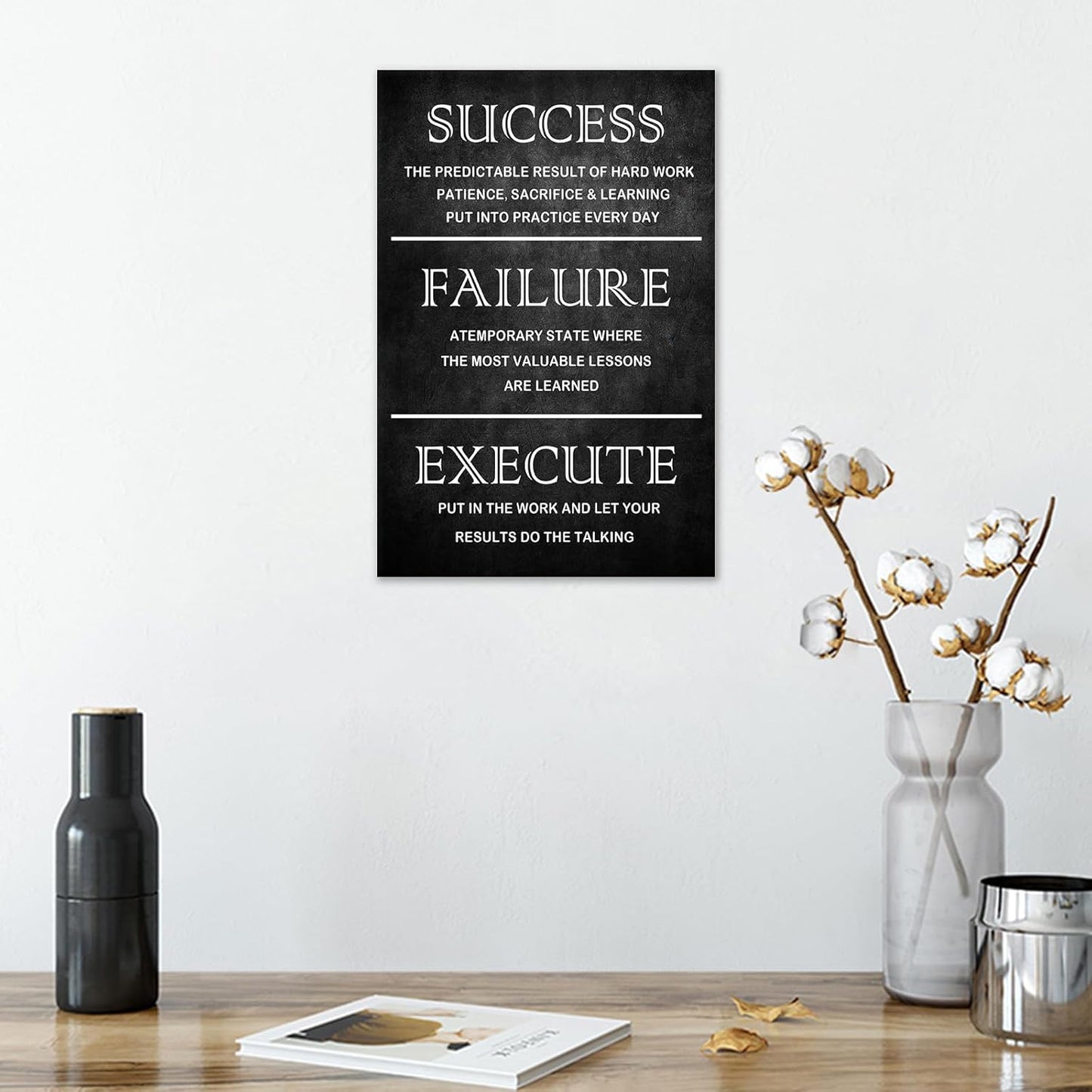 Inspirational Office Framed Wall Art Motivational Quotes Poster Inspiring Success Quotes Canvas Painting Print Artwork for Modern Living room Wall Decoration Ready to Hang [12''W x 18''H]