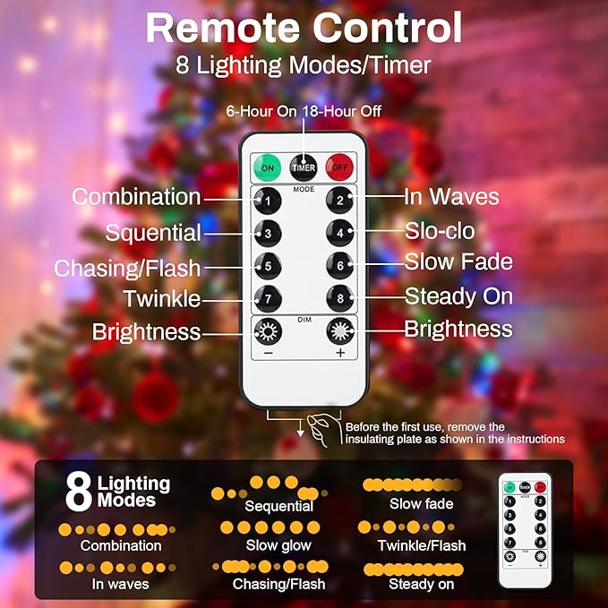 ZGWJ USB Fairy Lights Battery Powered Dual Power with Remote Timer, 2 Pack 50 LED 16FT Twinkle String Lights 8 Modes Waterproof for Bedroom,Halloween,Christmas,Parties Wedding Decoration Multicolor