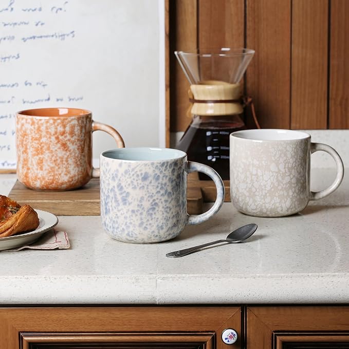 12 OZ Coffee Mugs Set of 6, Modern Coffee Mugs Set with handle for Tea/Latte/Cappuccino/Milk/Cocoa.