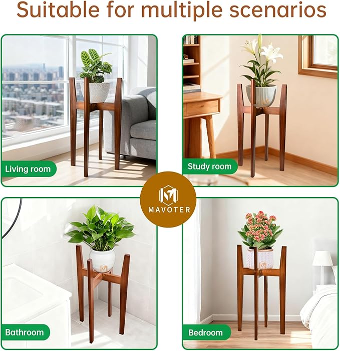 24" Tall Plant Stand ,Wooden Tall Plant Stands Indoor, Mid Century Plant Corner Flower Holder Outtdoor Suitable for Plant Pots & Water Dispenser Under 10" (Pot & Plant Not Included)