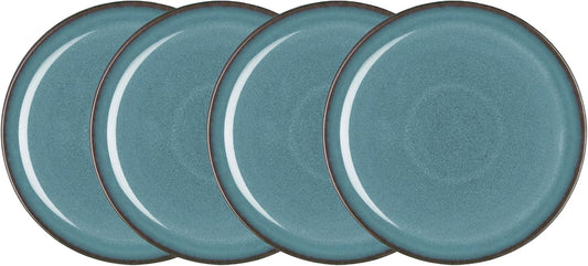 Denby - Azure Coupe Dinner Plates Set of 4-10.25in Large Dinnerware, Lunch Plates For Everyday Use - Ceramic Stoneware Tableware - Dishwasher & Microwave Safe - Scratch Resistant