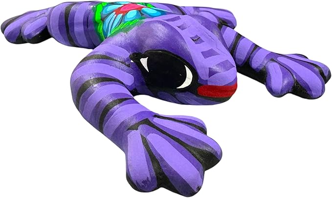 Talavera Frog Guerrero Sculpture Mexican Pottery Folk Art Multicolor Home Decor Handmade Hand Painted Indoor Outdoor Garden 6" (Multicolor 13)