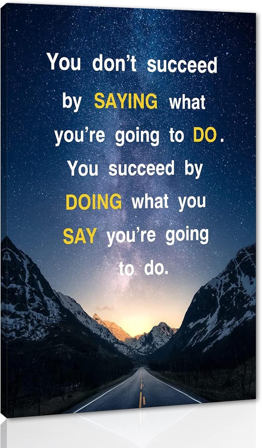 Framed Office Decor Paintings Positive Inspirational Canvas Decoration Wall Pictures Inspirational Quotes Starry Sky Wall Art Ready to Hang-28 inch x 44 inch