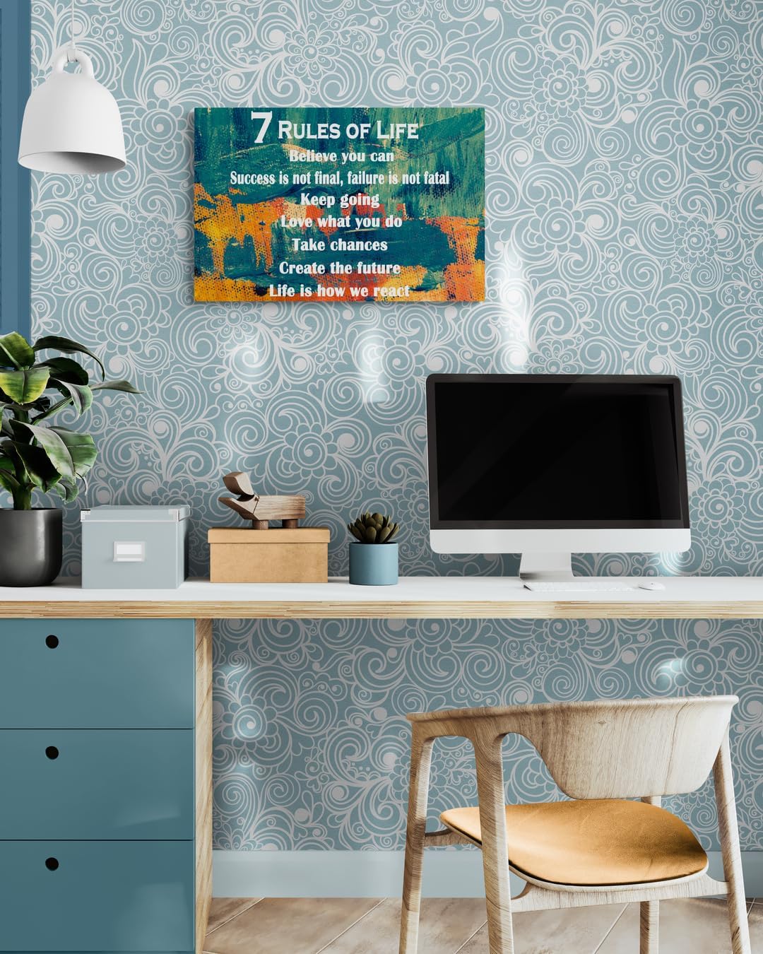 GoForArt Motivational Canvas Wall Art, 7 Rules Of Life Inspirational Prints Wall Decor, Positive Poster for Office Living Room, Famous Quote Bedroom Dining Room Artwork Home Decoration