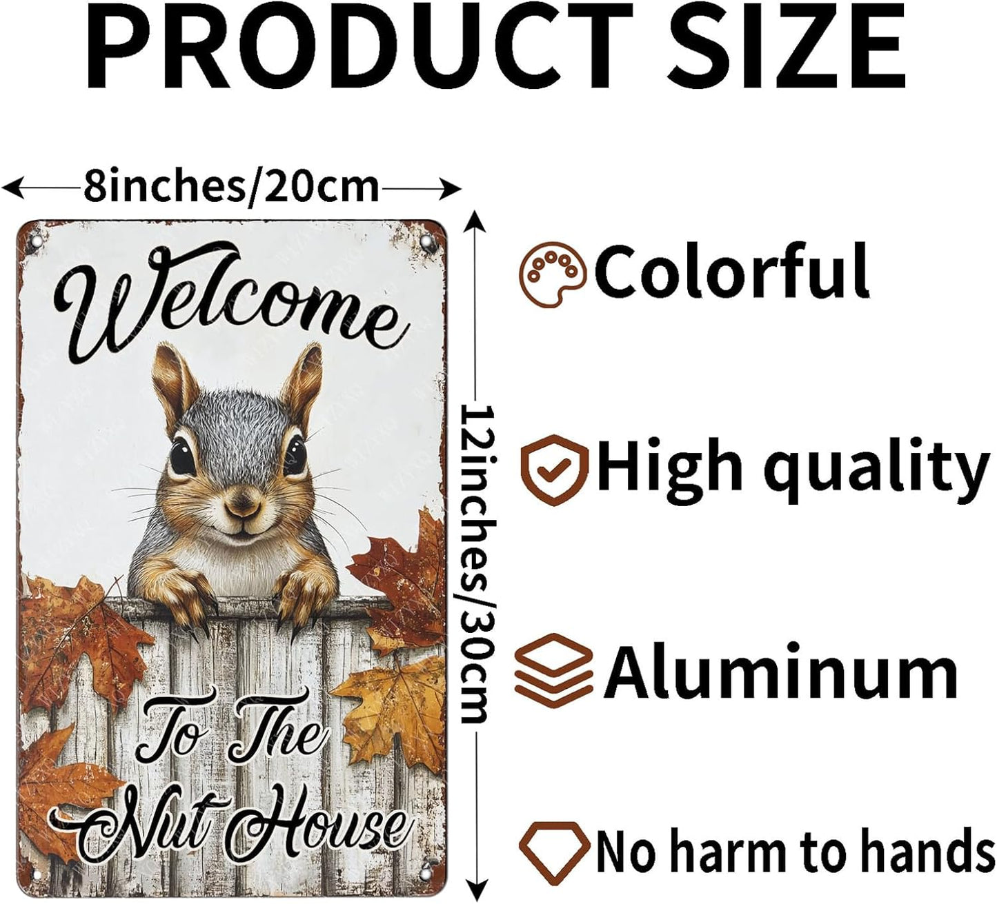 Metal Signs Welcome To The Nut House Tin Signs Aluminum Sign for Living Room Bedroom Bar Cafe Yard Garden Office Wall Decor 12×8 Inch