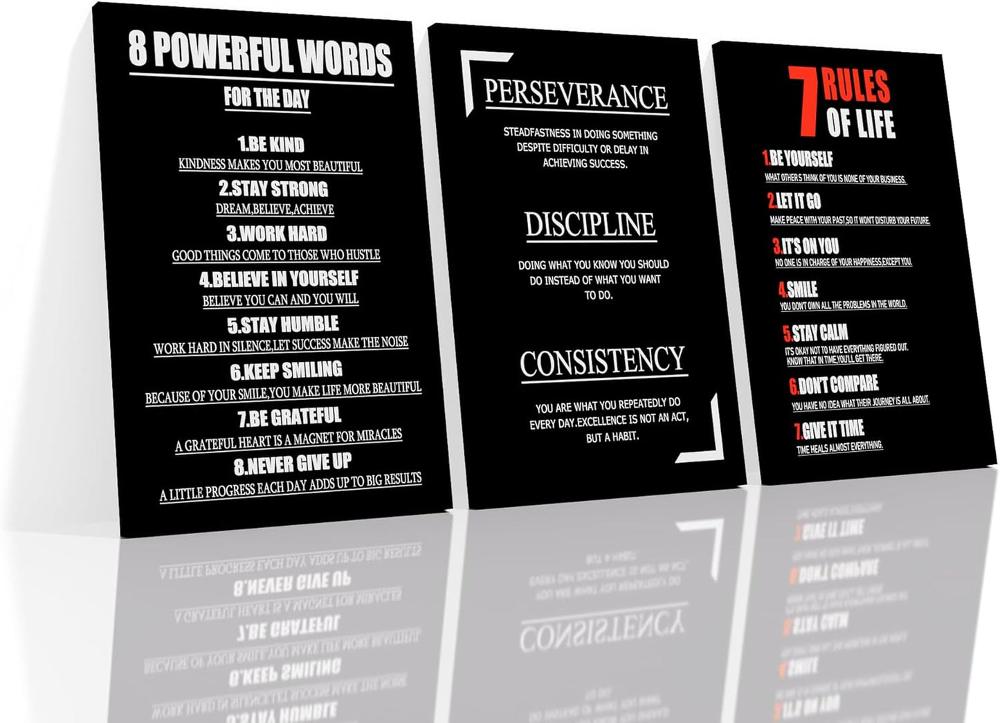 Inspirational Canvas Wall Art 3 Pc Motivational Entrepreneur Quotes Picture Painting Positive Affirmations Framed Print Poster for Living Room Office Bedroom Gym Wall Decor Ready to Hang [48''Hx24''W]