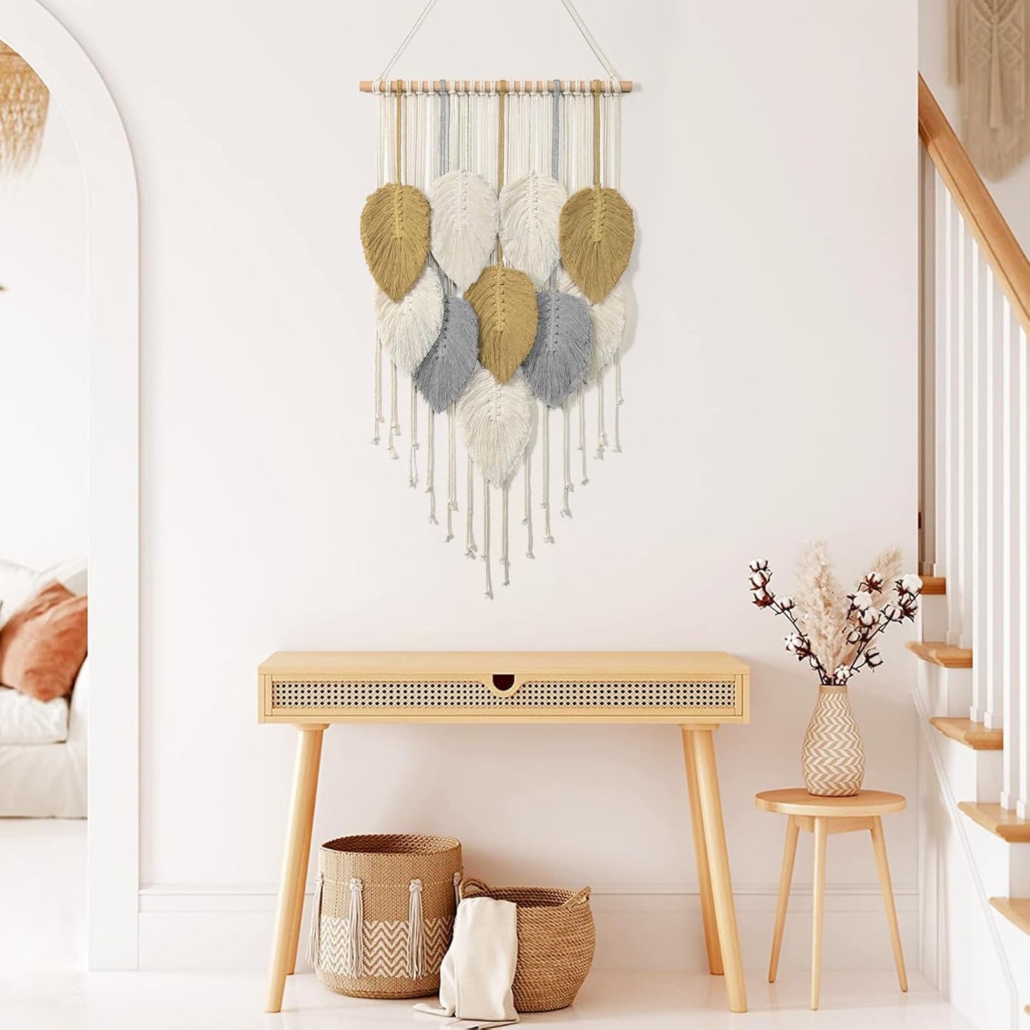 LOMOHOO Macrame Wall Hanging,Boho Home Decor,Bohemian Woven Decoration for Bedroom Living Room Apartment Dorm Gallery Perfect Handmade Gift Ideas 16.5" W x 30.7" L