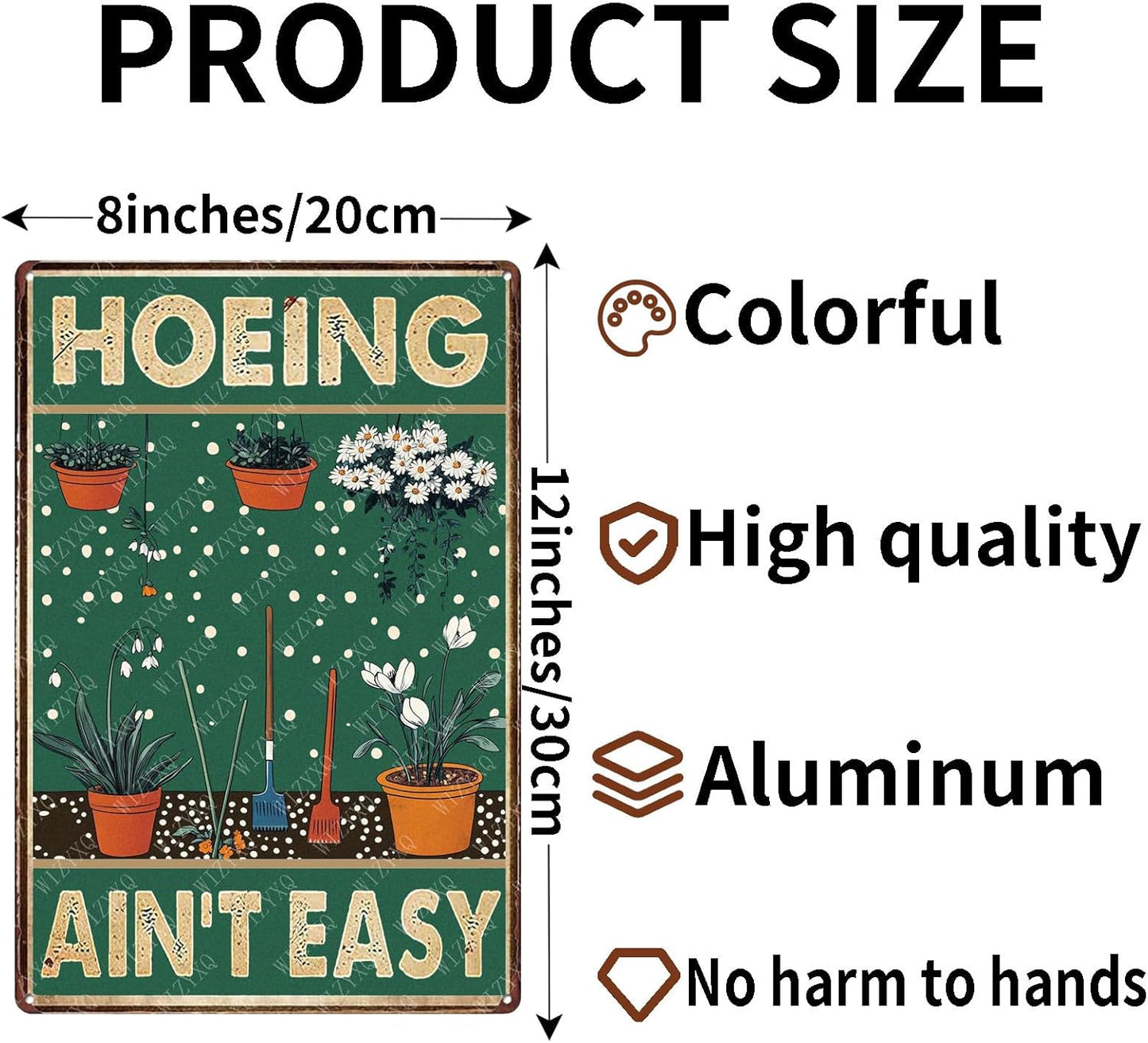 Funny Garden Hoeing Ain't Easy Tin Sign Metal Sign for Garden Yard Farmhouse Gate 12×8 Inch