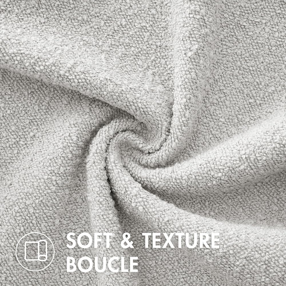MIULEE 24x24 Decorative Euro Sham Throw Pillows for Bed Set of 2 Textured Boucle Neutral Winter Throw Pillow Covers Light Grey Accent Solid Couch Pillowcases Sofa Livingroom Home Decor