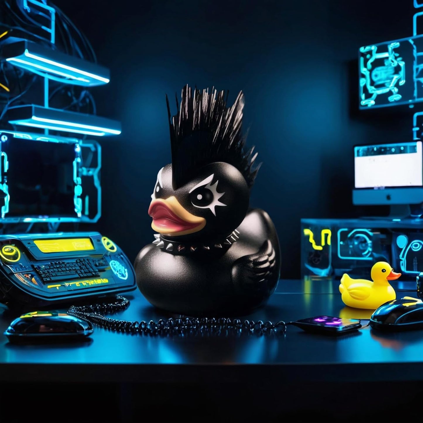 edenfuax Punk Duck Goth Resin Duck - Garage Kits,Unique Gothic Gifts & Collectibles,Vinyl Rubber Novelty Ornament Dark Satanic Duck Figurine for Desktop Home Halloween Decor (Death Rock)