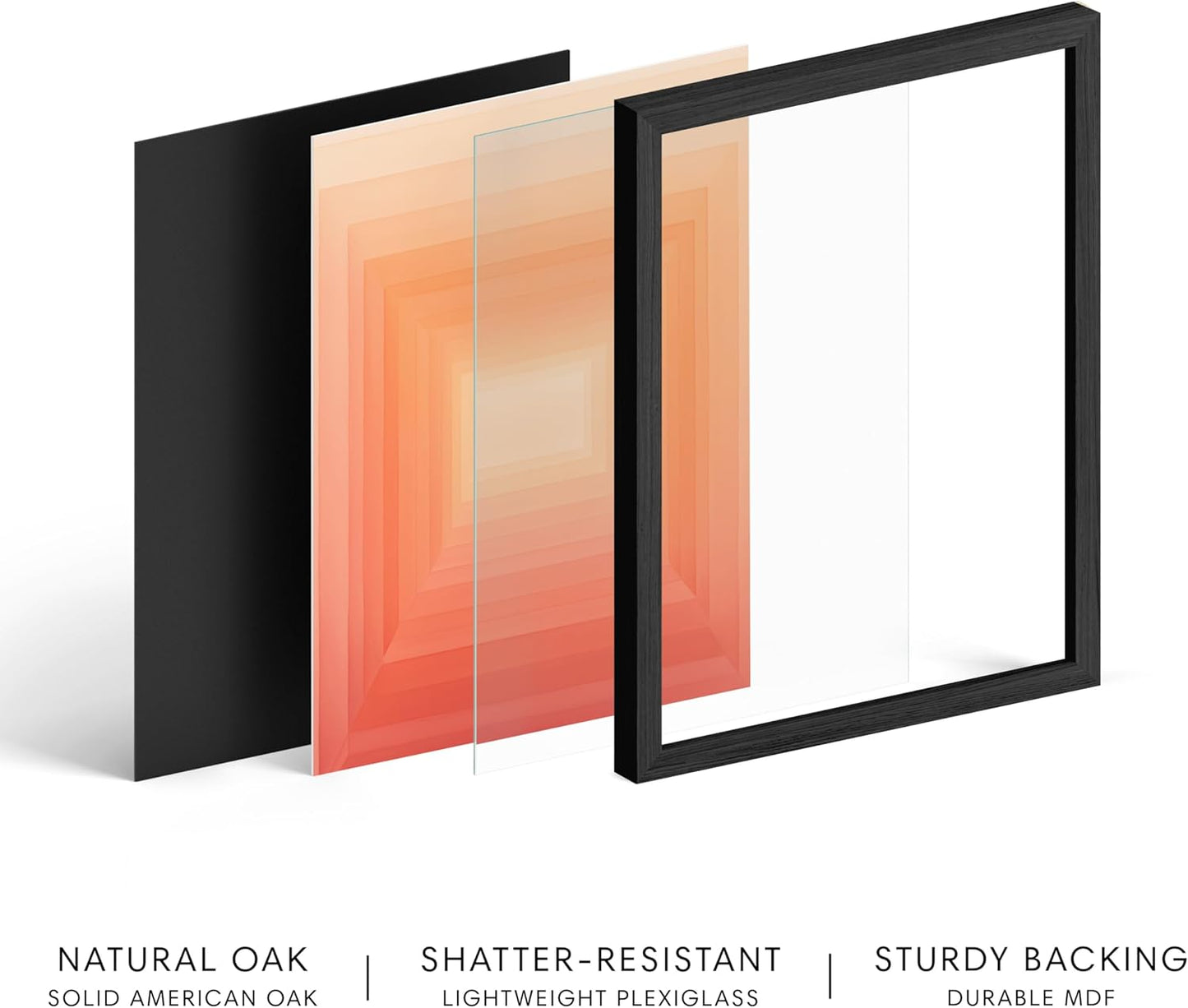 HAUS AND HUES Pink Geometric 2 Art Print with Black Oak Frame 11x14