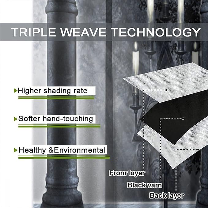 Halloween Blackout Curtains，Candle Skull in Weird Dark Scary Balcony Under Bright Moonlight Pattern Drapes Window 2 Panel Rod Pocket Curtain for Bedroom Living Room Decor 21" W X 45" L