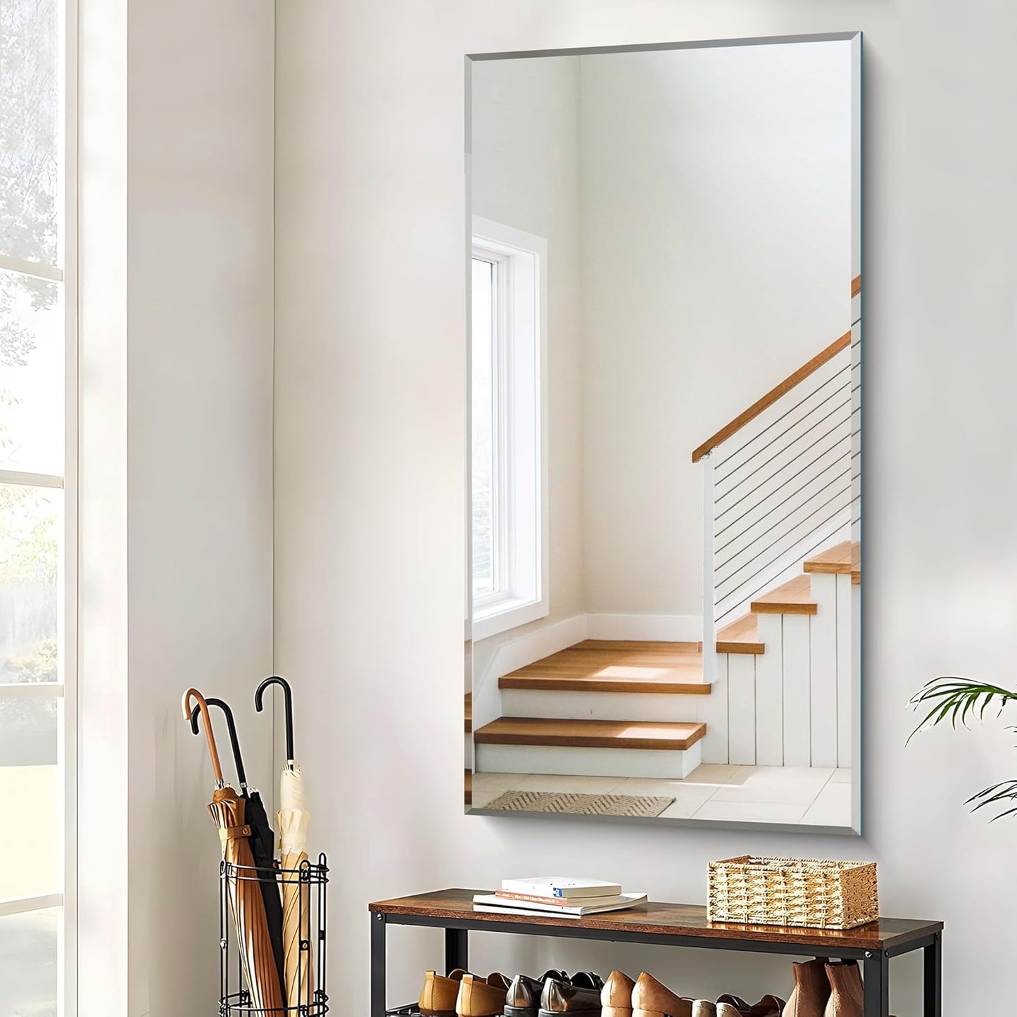 Beveled Bathroom Mirror, 30x60 Large Frameless Mirrors for Over Sink, Upgraded Shatterproof Beveled Frameless Vanity Mirror for Bathroom,Bedroom,Living Room and Entryway